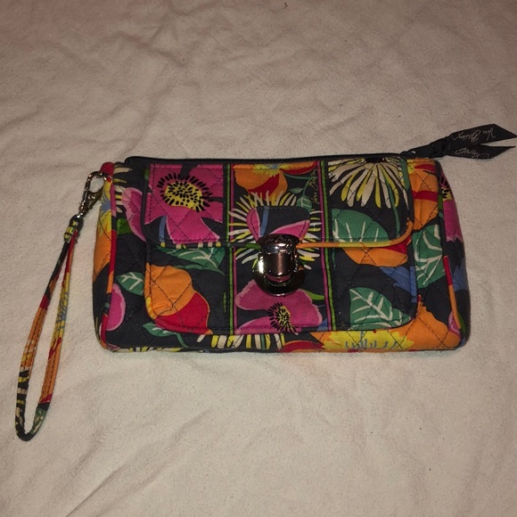 Vera Bradley Handbags - Vera Bradley Jazzy Blooms Push Lock Wristlet